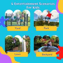 10FT Tranpoline For Kids With Safety Enclosure Net Recreational Tranpoline For Adults ASTM Approval Backyard Outdoor Tranpoline With Basketball Hoop - Blue - View 4