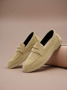 男士休闲乐福鞋 薄底透气纯色驾车鞋 一脚蹬鞋 室内街鞋 莫卡辛鞋 护士鞋 轻便男鞋 - 卡其色 - 查看 2