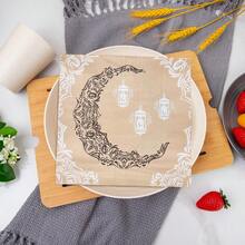 100/60/20pcs 13 * 13 Inch Disposable Napkins With Ramadan Theme, Featuring Exquisite Moon Pattern Carving And Hanging Lantern Pattern Design, Suitable For Eid Al Fitr Celebrations, Banquets, Family Gatherings, Friend Dinners, And Restaurant Decoration During Ramadan Dining Period - Champagne - View 8