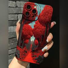 2026 nueva funda de teléfono esmerilada, funda de teléfono con impresión de paisaje de árbol rojo para  17 15 Pro Max  17 14 Pro  17 13  17 12  Galaxy S23 S22 S21 S20 funda de protección para teléfono regalo de pareja para novio novia regalo de San Valentín cumpleaños - Blanco antiguo - Ver 3