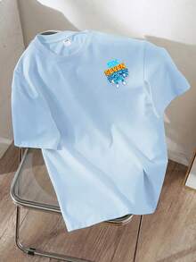 Boys' Cartoon Number "67" & Letter Print Pullover Sweatshirt, Round Neck Short Sleeve, New Spring/Summer Boys Clothing