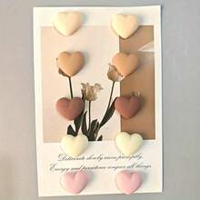 10pcs Elegant Heart-Shaped Magnetic Refrigerator Stickers - Pink, Beige, Brown, White, Gold, Black, Gray, Beige Brown, Brown Gray, Brown Black, Suitable For Room Decor, Valentine's Day, Thanksgiving, Easter, Halloween, Christmas Gifts - Apricot - View 8