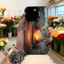 Cubierta de teléfono con diseño de lámpara de aceite vintage color negro con impresión de luz cálida y texto CASETNO ideal para uso diario y ocasiones especiales,Aplicable a los teléfonos de la serie Apple y Galaxy - Blanco - Ver 1