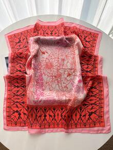 1 chiếc khăn quàng cổ màu trơn, khăn choàng nhỏ/băng đô cho nữ, khăn vuông 70x70cm, thích hợp đi biển, đi nghỉ mát. - Màu Hoa hồng đỏ - Xem 3