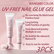 3pcs New Upgraded Quick-Drying 15g No-UV Nail Gel, Suitable For Press-On Nail Stickers, No UV Lamp Needed, Long-Lasting, Ideal For Valentine's Day Nail Art Design - 15g - 查看 12
