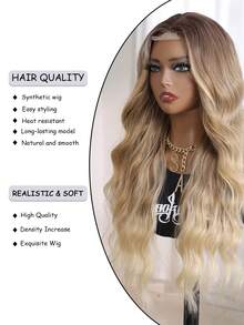 Multi Color Wavy Curly Long Hair - Long Heat-Resistant Synthetic Wig, Suitable For Women, 4X2 U-Part Lace Wig 24 Inch Split Wig - Party Costume, Daily Wear, Colorful Wig, Music Festival Halloween Costume Wig - Multicolor - View 8