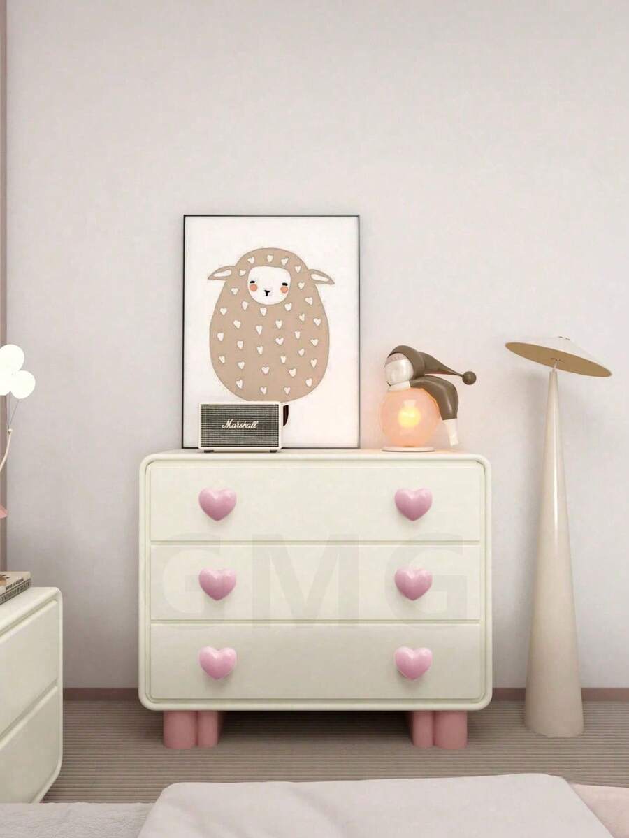 2/4/8/12个装陶瓷抽屉拉手，心形，适用于橱柜、梳妆台等，配有螺丝，也可用于厨房家具，粉色厨房装饰配件，衣柜 - 粉色 - 查看 1