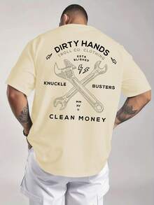 Men's Graphic T-Shirt Dirty Hands Clean ❤️Money Daily Wear 100% Cotton Unisex Gift Idea For Him Her  Streetwear Fashion Top - 杏色 - 查看 2