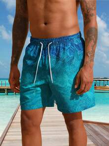 Men's Summer 3D Plant Printed Beach Shorts - Quick Drying - Multicolor - View 4