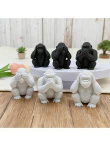 3 pièces/set Figurines des trois singes sages, ne pas entendre le mal, ne pas voir le mal, ne pas parler du mal, statues de singes, décorations pour la maison pour le salon, l'entrée, les étagères, le bureau, la voiture, convient pour le patio, le jardin, la table - Multicolore - Voir 2