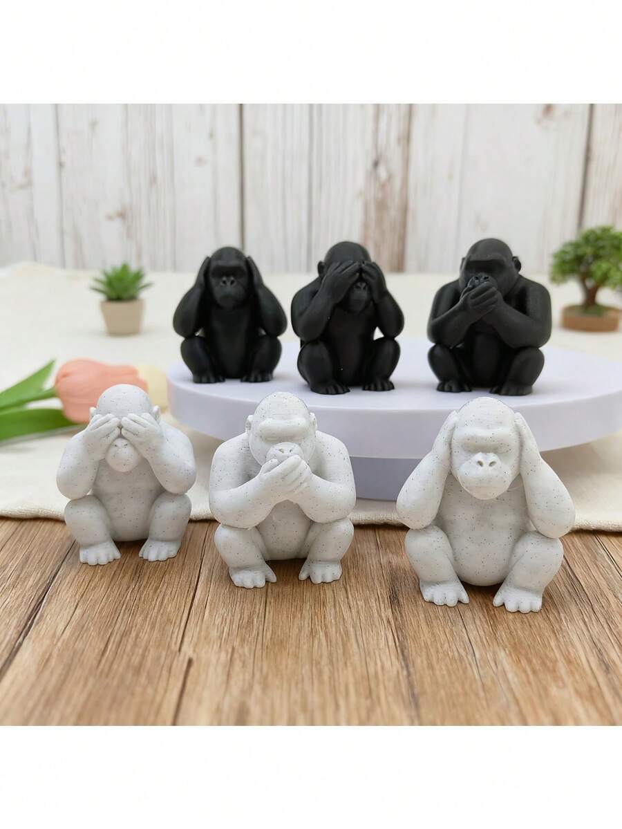 3 pièces/set Figurines des trois singes sages, ne pas entendre le mal, ne pas voir le mal, ne pas parler du mal, statues de singes, décorations pour la maison pour le salon, l'entrée, les étagères, le bureau, la voiture, convient pour le patio, le jardin, la table