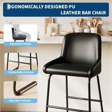 Techigher PU Leather Bar Stools Set, Industrial Pub Barstools With Back And Footrest, Modern Bar Height Stool Chairs For Dining Room Kitchen Island - Black 4pcs - View 6