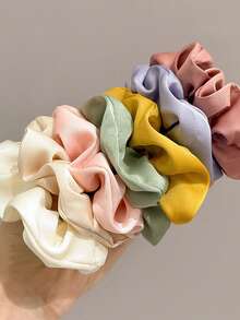 1件纯色缎面发饰，优雅简约头饰，丝绸材质，不伤发，发圈，发绳头饰 - 大腸圈 - 查看 2