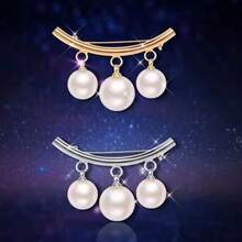 Korean & Japanese Style Anti-Slip Faux Pearl Brooch Pin Elegant Clothing Accessory Women