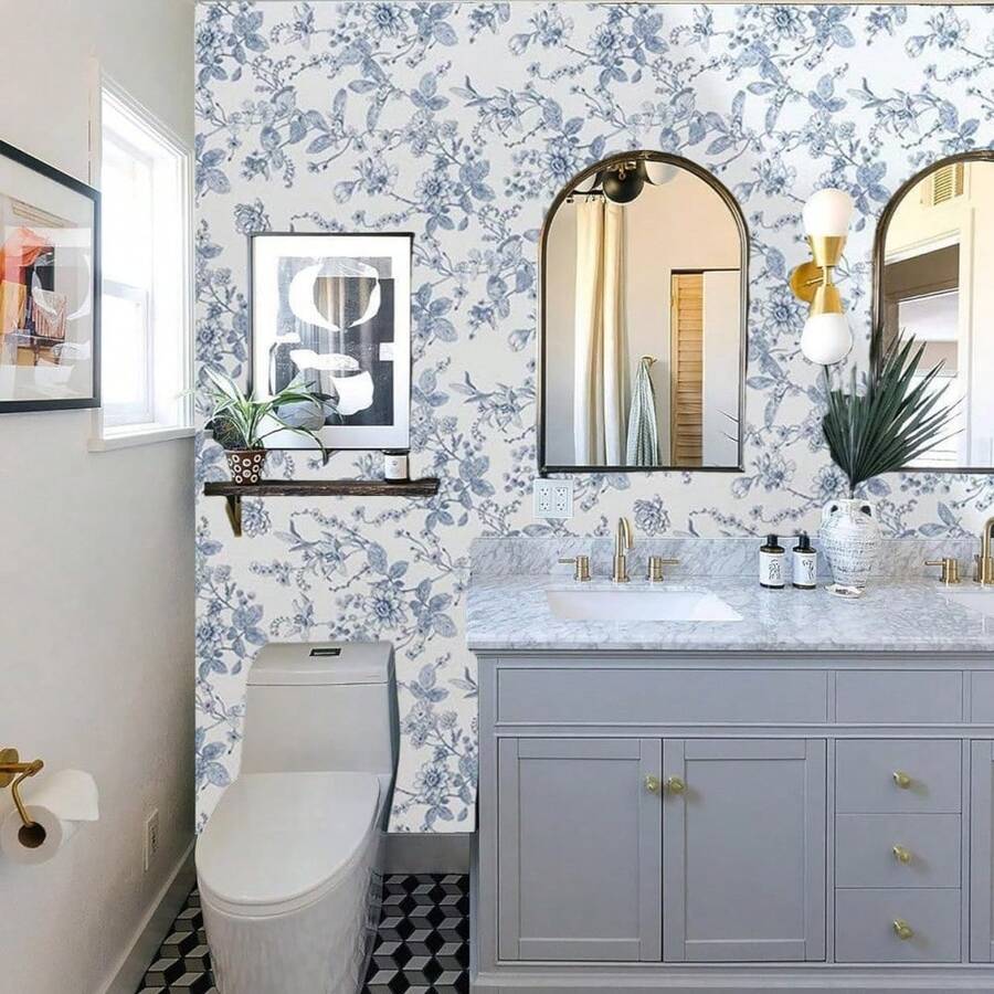 Retro Floral Pattern Self-Adhesive Contact Paper - Removable, Waterproof Peel And Stick Wallpaper For A Chic Home Transformation,Suitable For Bedroom, Living Room, Dining Room, Porch, Fireplace Home Decoration, Cabinet, Dressing Table, Cabinet, Bookcase, Furniture Renovation And Transformation DIY