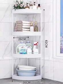 1件装现代风格3/4/5层转角置物架，可折叠，需自行组装，适用于浴室、厨房、化妆品和洗漱用品收纳，多功能储物篮