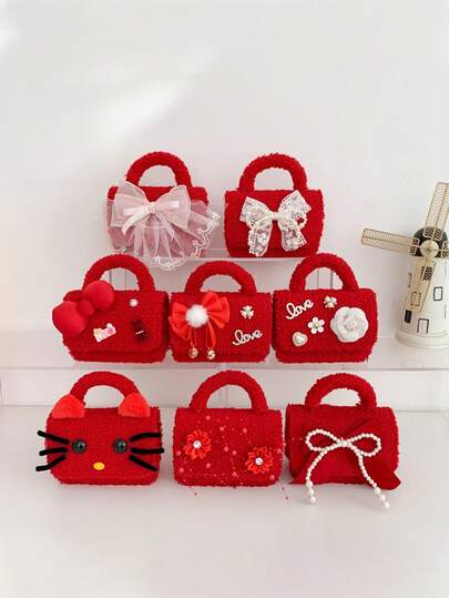 1pc Stylish Princess Sweet Style Red Mini Handbag, With Zipper Closure, Perfect For Storing Coins, Tissues, And Other Small Items. Available In Multiple Styles, Suitable For Teen Girls, And Ideal For Travel, Shopping It's Also An Ideal Holiday Gift For Friends.