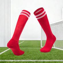 Conjunto com 3 pares de meias de futebol até o joelho, adequadas para adolescentes e adultos. Meias esportivas respiráveis e antiderrapantes, ideais para esportes de primavera e verão, corrida, ciclismo e caminhadas. Meias de futebol unissex até o joelho. - Multicolorido - Ver 10