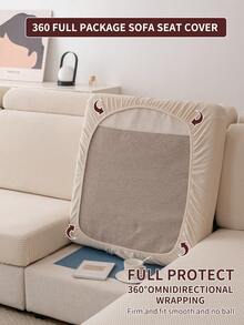 1pc Stretch Sofa Cover, Non-Slip Full Coverage Sofa Seat Cover, Suitable For All Seasons, Fabric Thickened Sofa Slipcover, Machine Washable, Dust-Proof, Pet-Friendly, Protector For Bedroom, Office, Living Room, L-Shaped Sofa, 1/2/3/4 Seater - Beige - View 8