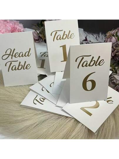 20pcs,White And Golden Double Sided Foil Paper Table Number Cards 1-20, Frameless Paper Centerpieces For Wedding Reception, Birthday, Bridal Shower, Housewarming, Universal Holiday Decor, No Electricity Needed