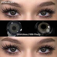 Kính áp tròng mềm màu xanh dương FUNSACHY Series, dùng một lần mỗi năm. - CHARLOTTE-BLACK - Xem 4