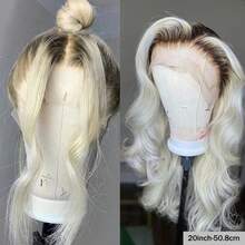 Upgraded Gold-Plated Blonde Wig, Beach Wavy Curls, 220% Density, Middle Part, 13x4 Nude UHD Transparent Lace Front Wig, Confidence-Boosting Human Hair Wig, Platinum Blonde Wig With Dark Roots, Natural Wavy Curls, Christmas Edition, 100% Human Hair Wig, Pre-Cut, Plug And Play, No Glue Needed, 18 Inch Ombre Golden Blonde Wig, Women, Pre-Plucked, Free Shipping - S4/613 - View 7