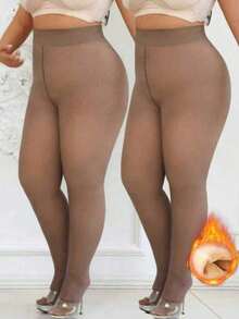 1双加厚保暖连裤袜，女士高弹力半透明高腰打底裤，适合秋冬季穿着 - 彩色 - 查看 6