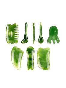 2/3/7/8件套面部按摩工具组合套装，包含刮痧板、揉捏棒、按摩梳、面部按摩滚轮、头部按摩刷等，美容院常用，适合个人使用或作为礼物。 - 彩色 - 查看 8