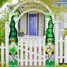 1 Pair St. Patrick's Day Clover Leprechaun Garden Flags, Indoor Outdoor Porch Decor, Polyester, Spring Party Accessory, 12x70.8 Inches - Multicolor - View 2