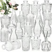 Juego de 20 jarrones de vidrio diseño clásico pequeño a granel para centros de mesa vidrio decorativo rústico para mesa de boda hogar decoración de Navidad transparente - Transparente - Ver 1