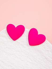 1 Pair Lovely Pink Heart Stud Earrings, Suitable For Valentine's Day, Dates, Daily Wear, Gift For Girlfriend - Red - View 5