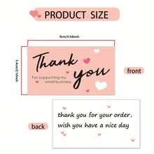 100张六心感谢卡，小型企业感谢礼品卡，适用于小型企业，祝您度过美好的一天贺卡，心形留言卡 - 彩色 - 查看 2