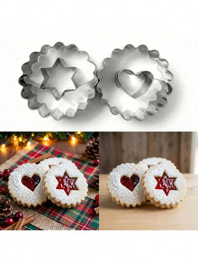 不锈钢饼干模具，多用途饼干模具，适用于圣诞节、复活节、感恩节、情人节、婚礼派对等场合，边缘圆润，防止割伤，可用于烘焙和装饰饼干，防锈且易于清洗。