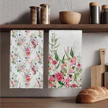 MEMNUN 2 Peças Toalhas de Cozinha com Estampa Floral e Vegetal em Aquarela, 40 x 60 cm (15,75 x 23,62 pol.) Toalhas de Microfibra Super Macias e Absorventes, Decoração Moderna de Cozinha, Adequadas para Sala de Jantar, Cozinha, Banheiro, Decoração Doméstica, Presentes, Todas as Estações - Multicolorido - Visão 1