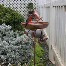 1个复古户外鸟浴盆 - 由耐用的铁制成，这款质朴的花园装饰品易于安装，并能吸引鸟类。适合用作庭院、露台或其他区域的喂食器，并采用耐候的树叶图案设计。 - 彩色 - 查看 7