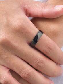 1pc Personalized Laser Engraved Name Text Stainless Steel Ring, Unisex Gift For Friends, Thanksgiving, Christmas - R-015 - View 24