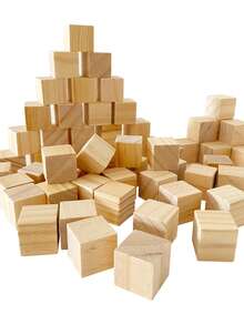 1 Inch Unfinished Wood Blocks, Natural Craft Wooden Cubes, Regular Wooden Cubic Blocks, Small Wooden Craft Blocks, DIY Materials, Photo Blocks - Multicolor - View 1
