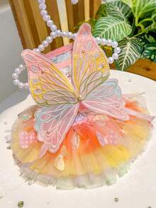 فستان كلب مزين بالفراشات واللؤلؤ، تنورة توتو أنيقة، ملابس كلاب، فستان كلب ملون، مناسب للقطط والكلاب، فستان أميرة عصري، مناسب لأي مناسبة - وردي - مشاهدة 4