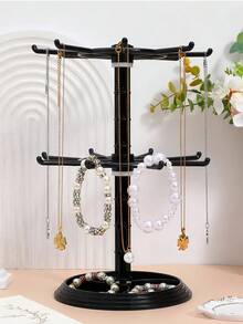 Rotating Jewelry Display Stand 2 Tier Keychain Holder Rack For Keyrings Badges Necklaces Bracelets Charms Multi-Functional Jewelry Holder Adjustable Countertop Organizer For Women Men For Vanity Living Room Bathroom Bedside Bedroom Shop Counter Display Jewellery Storage Home Decor Room Accessories School Supplies ,Room Decor - Multicolor - View 8