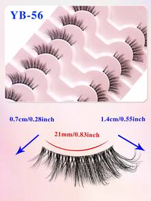 ENCHUW 8 Pairs Half Lashes Clear Band Soft Natural Wispy Cat Eye Faux Mink Lashes Makeup Volume Fluffy Half Eye False Eyelash - Black - View 2