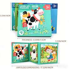 1pc Magnetic Puzzle Book, 30+Pcs, 6 Themes Available, Progressive Fun Puzzle, Rounded Corners + Strong Magnets To Prevent Falling, Children's Concentration Training Early Education Toy, 3-8 Years Old Kids Home Interaction / Kindergarten Enlightenment Tool. This Magnetic Puzzle Book Designed For Children Covers 6 Popular Themes Including Farm, Animals, Ocean, Etc. With Vibrant Cartoon Patterns To Easily Capture Kids' Interest. Printed With Soy-Based Ink And Rounded Edges. - Magnetic Puzzle Book - View 4