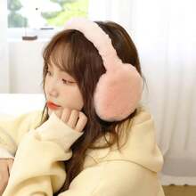 1 szt. pluszowe nauszniki damskie, modne i urocze ocieplacze na uszy na jesień/zimę, ochrona przed zimnem w strojach na wakacje - jednolity kolor - Zobacz 6