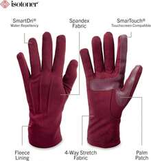 Isotoner Women'S Spandex Cold Weather Stretch Gloves With Warm Fleece Lining - MàuC - Xem 2