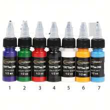yikexuanli Set de tinta para tatuajes de 3/7/14 colores de 15ml, de larga duración y resistente, con colores ricos y mezclables libremente. Adecuado para pintura corporal, diseño de tatuajes, tatuajes DIY y práctica de tatuajes. - Multicolor - Ver 12