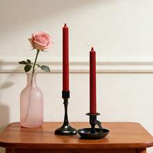 2/4Pcs Red Pointed Gear Long-Stem Candles, Premium Smokeless Soy Wax Candles – Perfect For Wedding Decorations, Wedding Souvenirs, Birthday Party Decor, Candlelight Dinner Candles, Home Decor, Holiday Candles, Ramadan & Eid Decorations, Banquet Party Candles, Valentine's Day Decor, Romantic Ambiance, Women's Gifts. - Multicolor - View 3