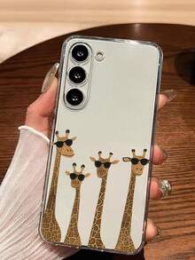 1 pieza Funda de teléfono suave con diseño de jirafa linda, compatible con Huawei Honor, Redmi, Galaxy A04e/12/A13/A14/A34/A50/A52/A53/A54/S21/S22/S23/S24/S25/S25Ultra/S25FE/S26/S26 PLUS/S26 ULTRA/S26 EDGE, 6A/7A/8A, 12T/13T/15T/15T Pro - transparente - Ver 2