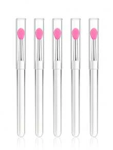 5pcs Silicone Lip Brush Set, With Dust Cover, Small Size, Portable Transparent High-Quality Handle, Multi-Purpose Eyeshadow & Concealer Brush, Suitable For Lipstick, Lip Gloss, And Other Cosmetics - Multicolor - View 11