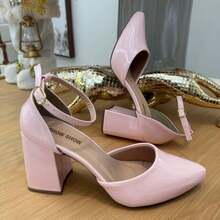 Pointed Toe Chunky Heel Women's Shoe Classic Elegant High Heel 027 SHOW SHOW - LIGHT PINK - View 3