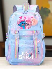 1pc Stitch Backpack - Large Capacity Backpack With Adjustable Shoulder Straps, Lightweight Zipper, Printed With Stitch And Angel Patterns, Birthday Or Back To School Gift, Casual Backpack, Fun Design, Durable, Suitable For Teenagers