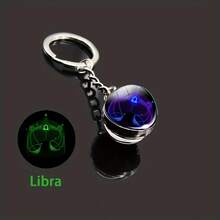 1个3D发光星空球十二星座钥匙扣，时光宝石十二星座钥匙圈，日常户外汽车钥匙链，车钥匙包挂件，情侣/情人节/毕业/生日礼物 - 深藍 - 查看 9